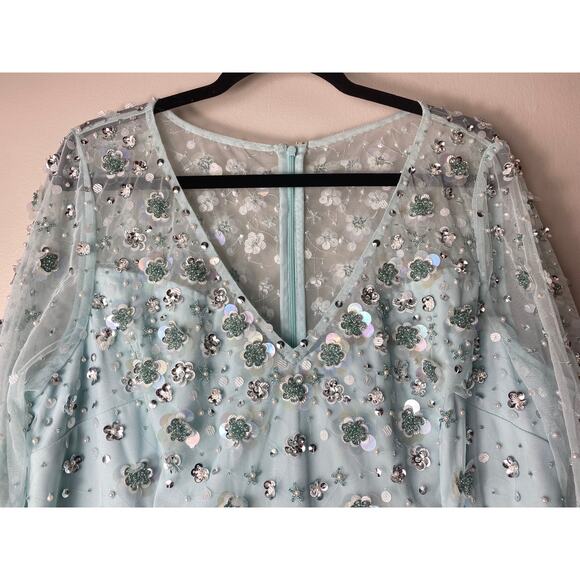 NWT ADRIANNA PAPELL DRESS GOWN 16W MOTHER OF THE BRIDE BLUE FORMAL EVENING - Picture 8 of 16